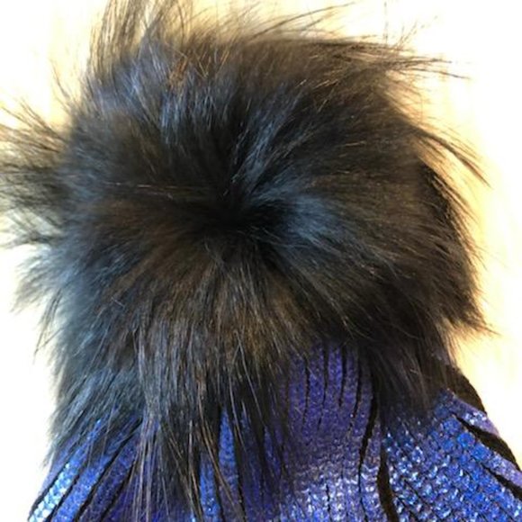 Adrienne Landau Metallic Wool/Fox Fur PomPom Hat main image 7